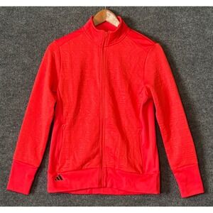 Adidas COLD.RDY Full Zip Golf Jacket Women Small Red Textured Mock Neck